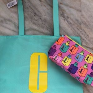 Clinique travel tote and makeup bag